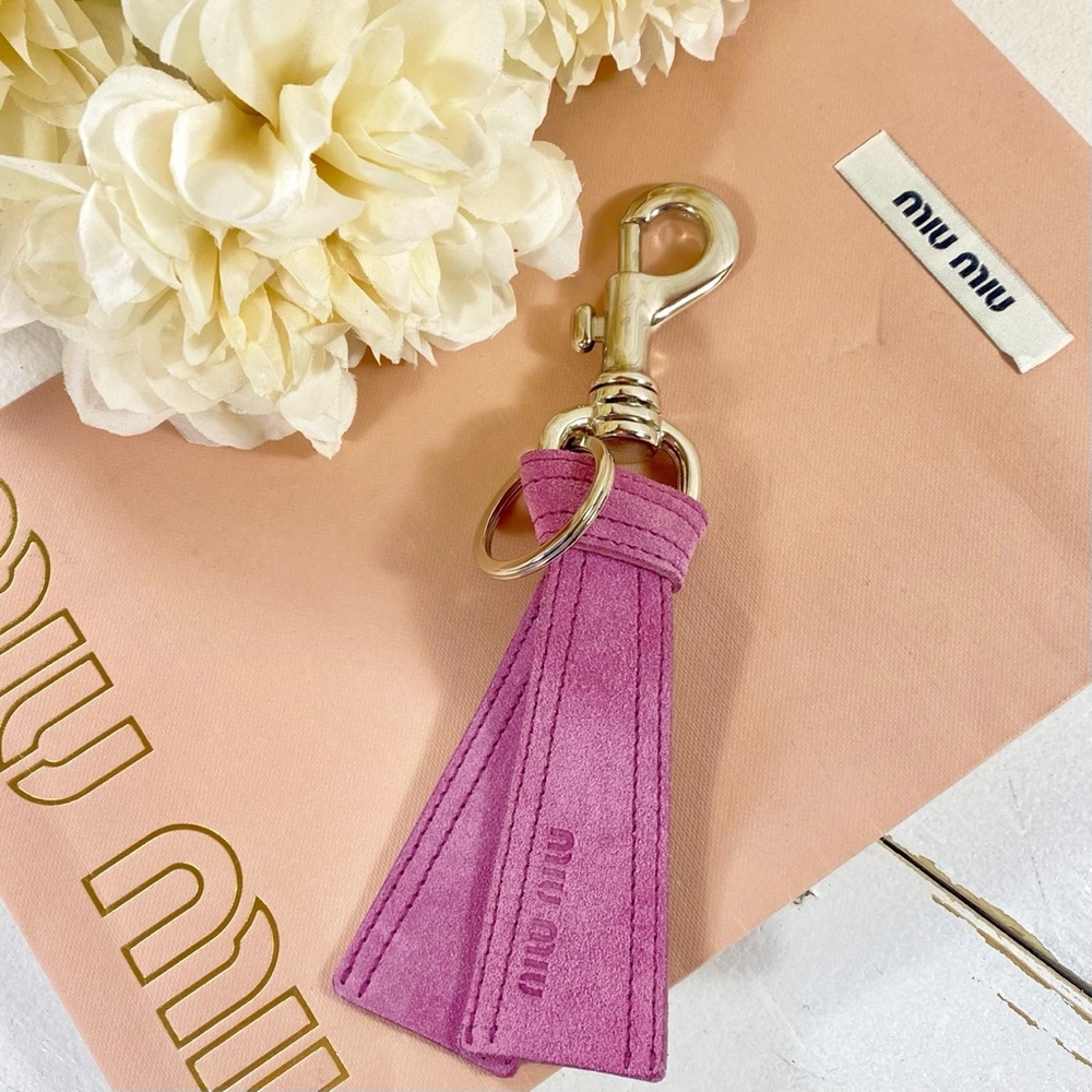 Miu Miu Purple Suede Leather Logo Bag Charm